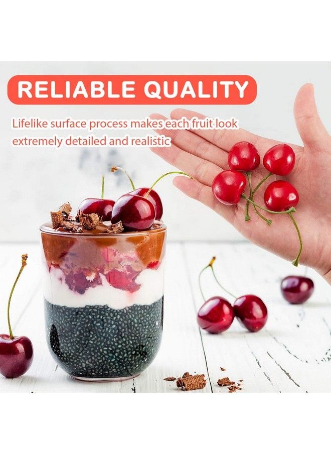 Fake Cherries Artificial Cherry Decorations Simulation Cherries Fruit Cherries Fruit Cherry Fake Fruit Model For Party Decor Home Kitchen Cabinet Photography Prop Cognitive Toy (50 Pieces)