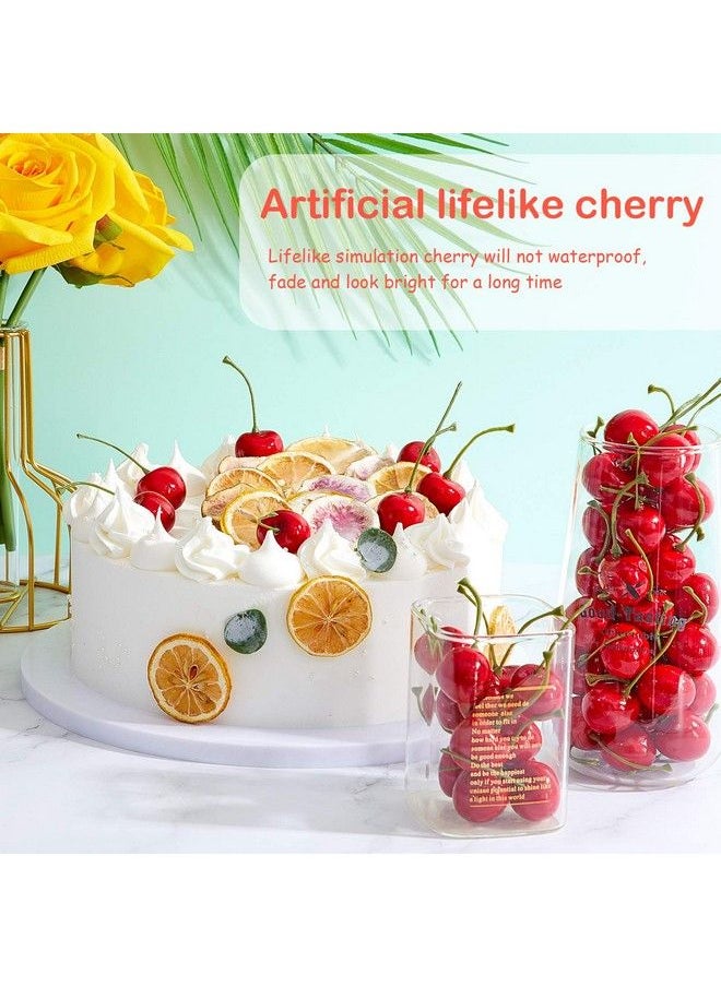 Fake Cherries Artificial Cherry Decorations Simulation Cherries Fruit Cherries Fruit Cherry Fake Fruit Model For Party Decor Home Kitchen Cabinet Photography Prop Cognitive Toy (50 Pieces)