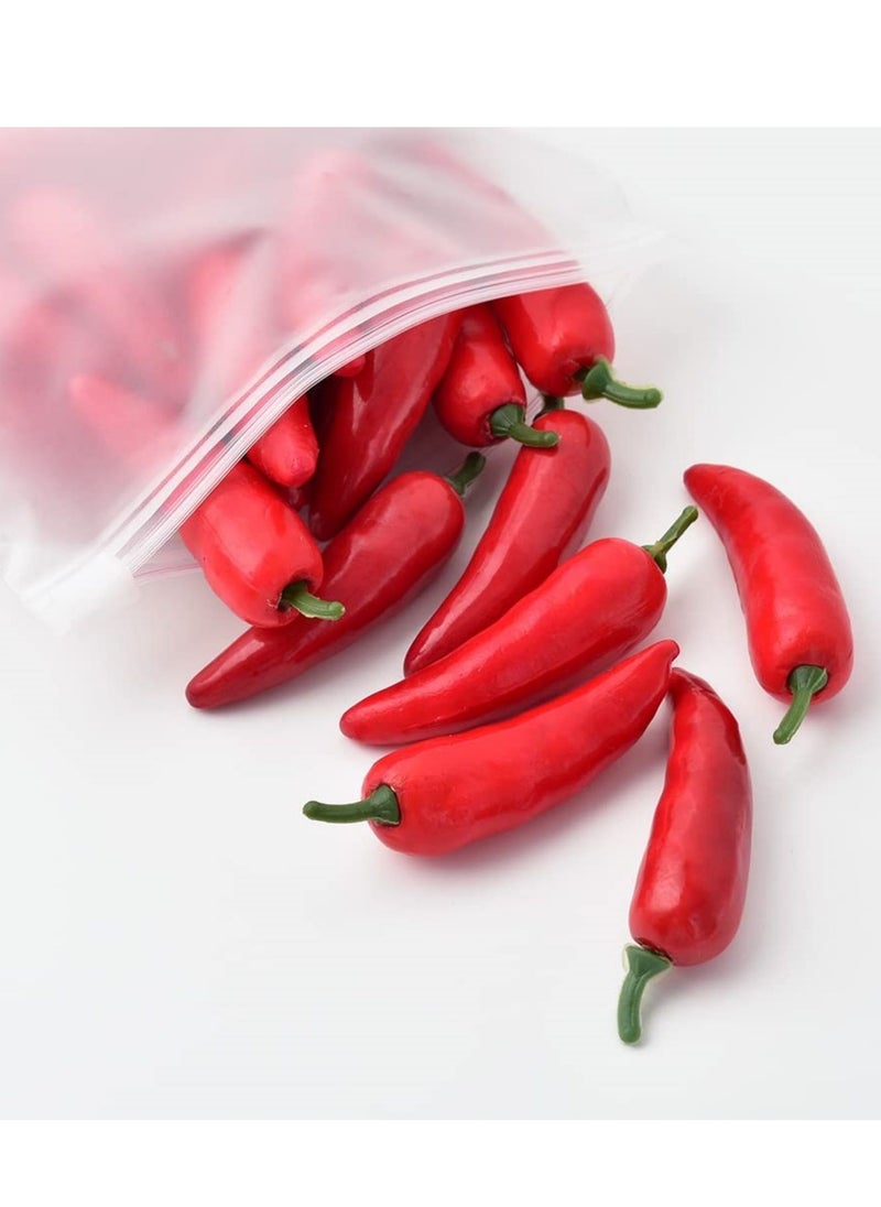 50pcs Lifelike Fake Red Pepper Chili Garland  Toy, Artificial Mini Pepper Chili Simulation Lifelike Red Pepper Hot Chili Mini Fake Vegetable Hot Chili for Home Kitchen Decoration  Photography Props