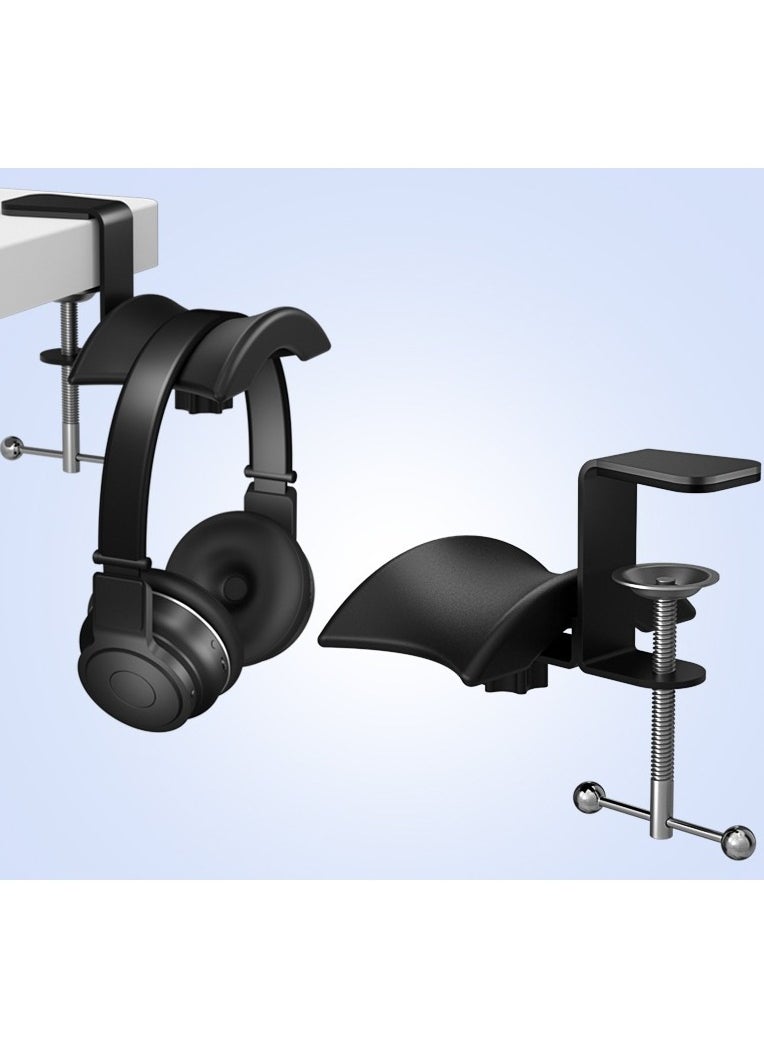 Headphone Headset Holder Hanger, 1PACK Universal Gaming Headphones Stand, Mount Under Desk Hook Clip with Adjustable Clamp for Most Headphone, Black