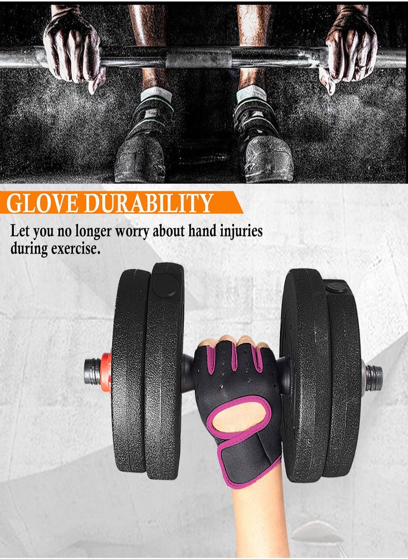 Workout Gloves for Men and Women, Breathable Weight Lifting Gloves, Weight Lifting Gloves with Grip, Shorty Fingerless Gloves with Curved Open Back, for Weightlifting, Gym, Training, Cycling (L)