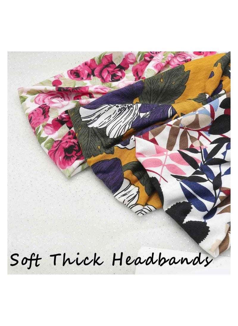 Headband Boho Hijab Wide Knot Hijab Floral Print Elastic Headband