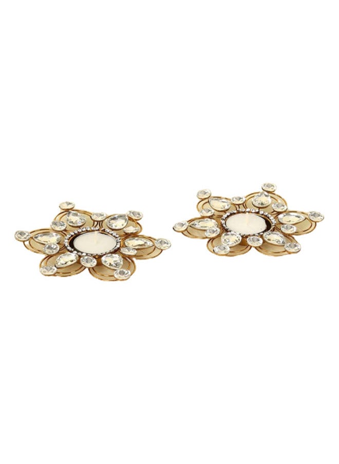 Aanya Patra Diyas, Gold & Clear - Set of 2