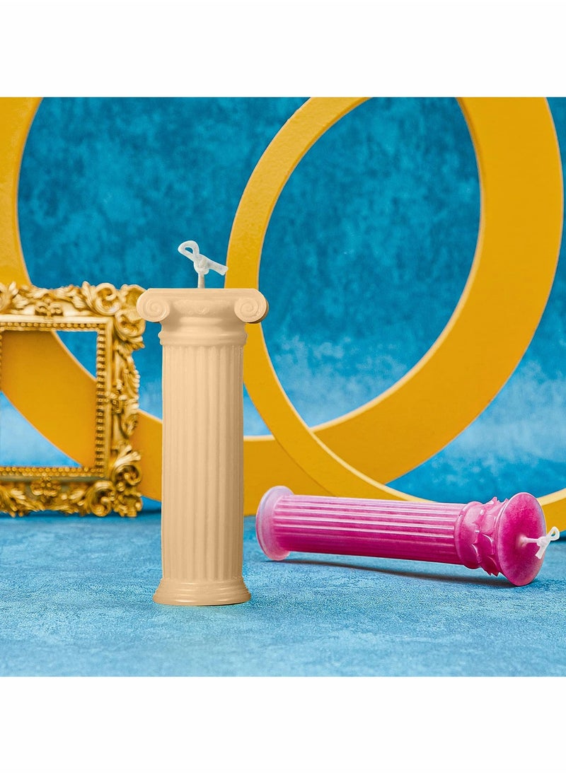 2 Pieces 3D Roman Column Candle Molds Ancient Pillars Silicone Moulds Stripe Shape Cylinder Candle Moulds Epoxy Casting Soap Molds for DIY Wedding Dinner Candle Making Supplies