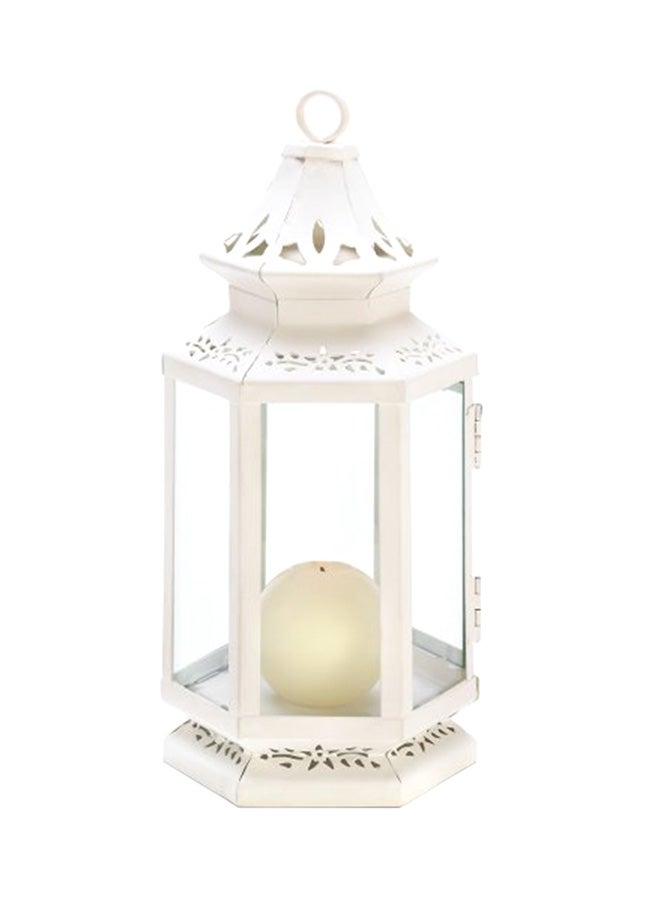 Victorian Candle Lantern White 10.5x5x4.25inch