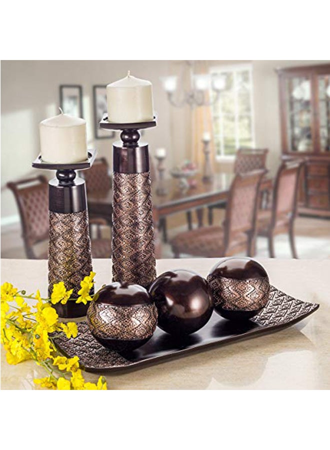 2-Piece Dublin Candle Holder Brown 5X13.5X8.9inch