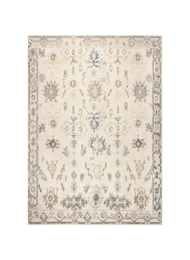 August Tribal Machine Washable Area Rug 5' X 8' Light Gray