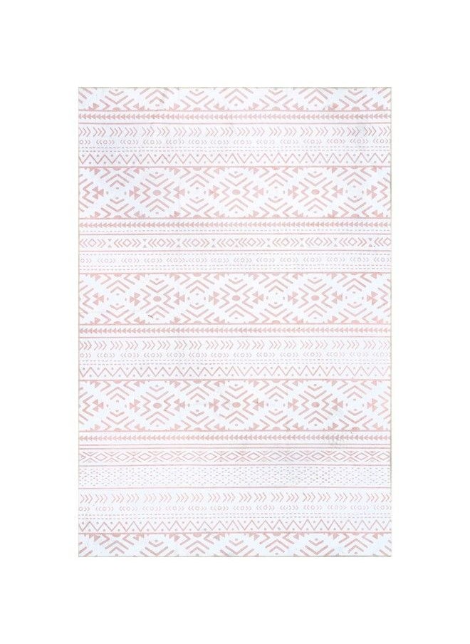 Calia Machine Washable Aztec Bands Area Rug 5' X 8' Pink