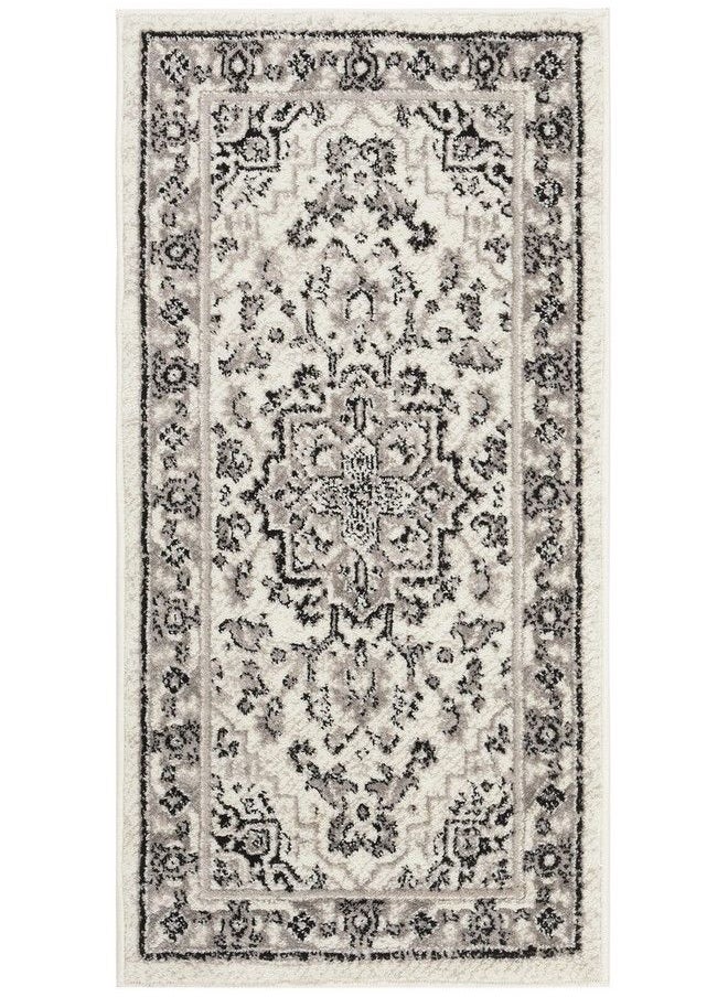 Skyler Collection 2' X 4' Grey Ivory Sky126K Boho Chic Distressed Medallion Nonshedding Living Room Bedroom Accent Rug