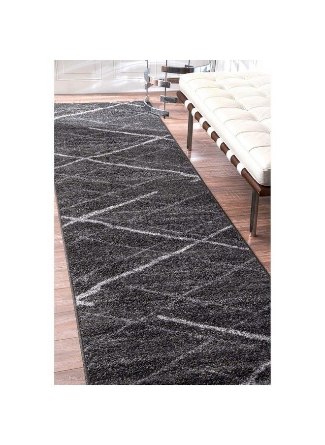 Thigpen Contemporary Runner Rug 2' X 6' Dark Grey