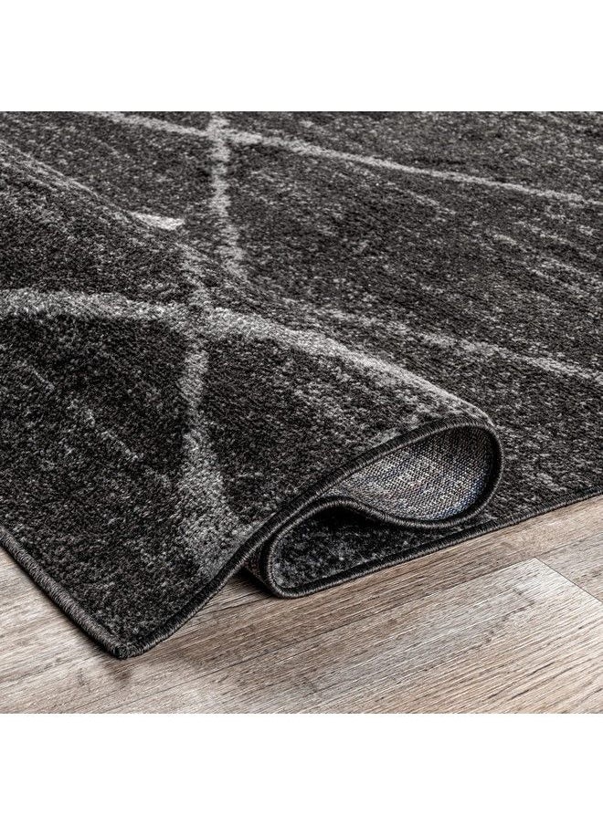 Thigpen Contemporary Runner Rug 2' X 6' Dark Grey