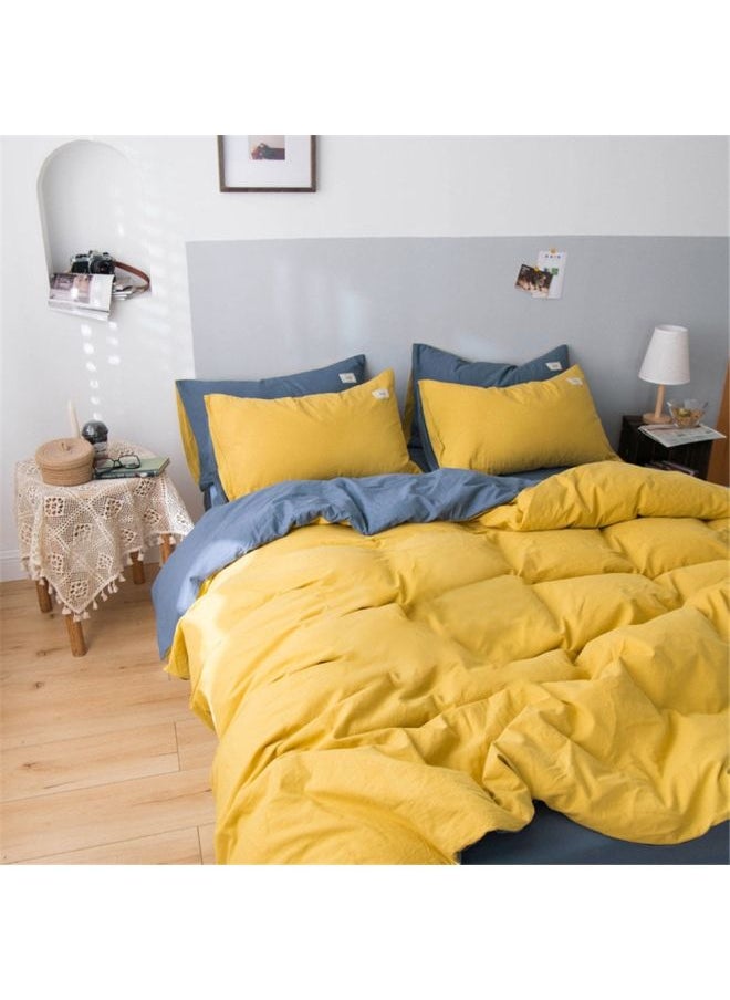 4-Piece Japanese-Style Bedding Set Combination Yellow/Blue