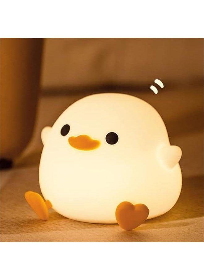 Cute Duck Night Light, Animal Silicone Nursery Rechargeable Dimmable Table Lamp,Ducky Bedside Lamp with Touch Sensor for Bedrooms,LED Squishy Night Light Kawaii Room Desk Decors