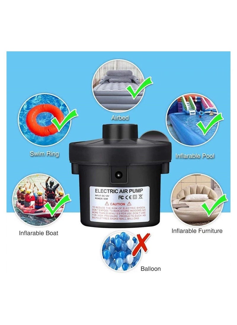 Electric Air Pump, Camping Electric Pumps Inflator, Deflator for Airbeds, Paddling Pools, Toys, Inflatable Sofa, Air Raft Mattress, with 3 Nozzles, 50W