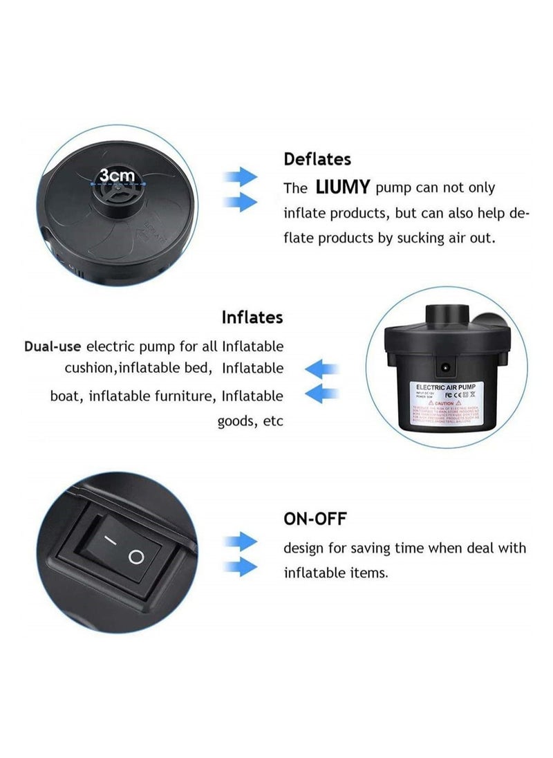 Electric Air Pump, Camping Electric Pumps Inflator, Deflator for Airbeds, Paddling Pools, Toys, Inflatable Sofa, Air Raft Mattress, with 3 Nozzles, 50W