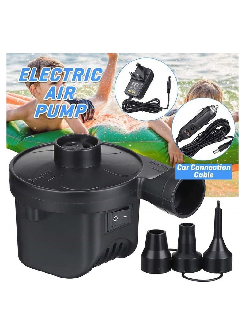Electric Air Pump, Camping Electric Pumps Inflator, Deflator for Airbeds, Paddling Pools, Toys, Inflatable Sofa, Air Raft Mattress, with 3 Nozzles, 50W