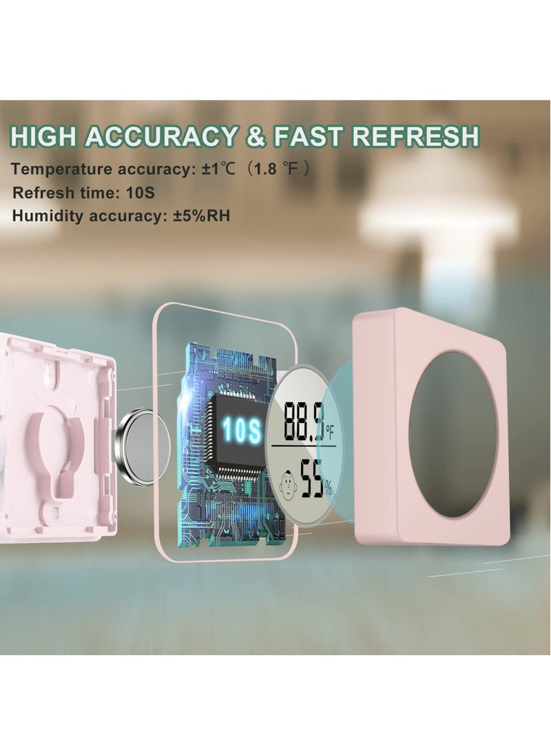 Digital Hygrometer Indoor Thermometer, Mini Room Thermometer and Humidity Gauge with Temperature Humidity Monitor for Home Bedroom Baby Room Office Greenhouse Pink