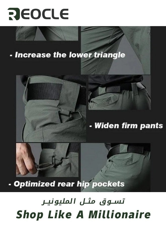 Mens Tactical Pants Durable Cargo Work Trousers Water-Repellent Tactical Casual Pants Four Seasons for Hiking Climbing Blue