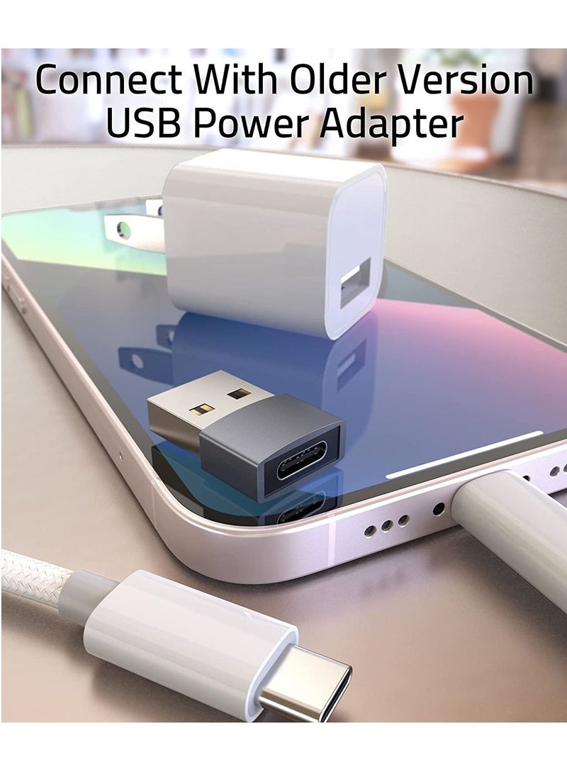 USB C Female to USB Male Adapter Pack of 3 Aluminum Shell, High Stability Type C Charger Cable Power Converter Compatible with iPhone 14 Plus Pro Apple Watch Series 8 CarPlay