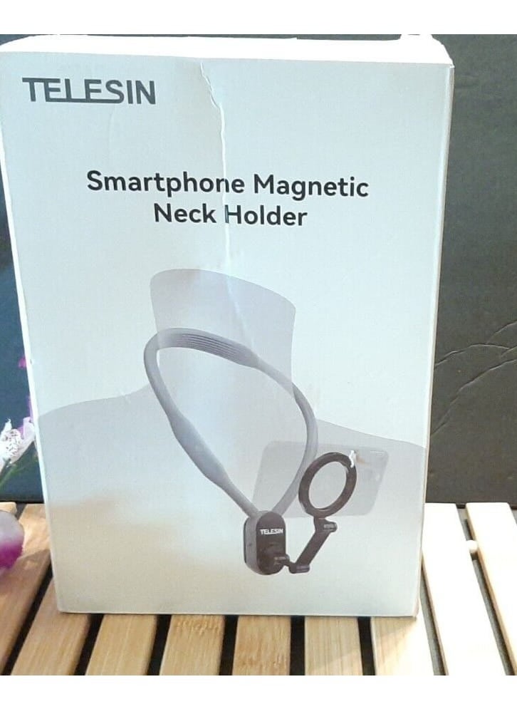 Magnetic Neck Mount for Phones – High-Strength Magnetic POV/Vlog Holder with Adjustable Chest Strap for Selfies, Video Recording & Hands-Free Use – Compatible with iPhone 15/14/13/12 Series & Android Devices (Grey)