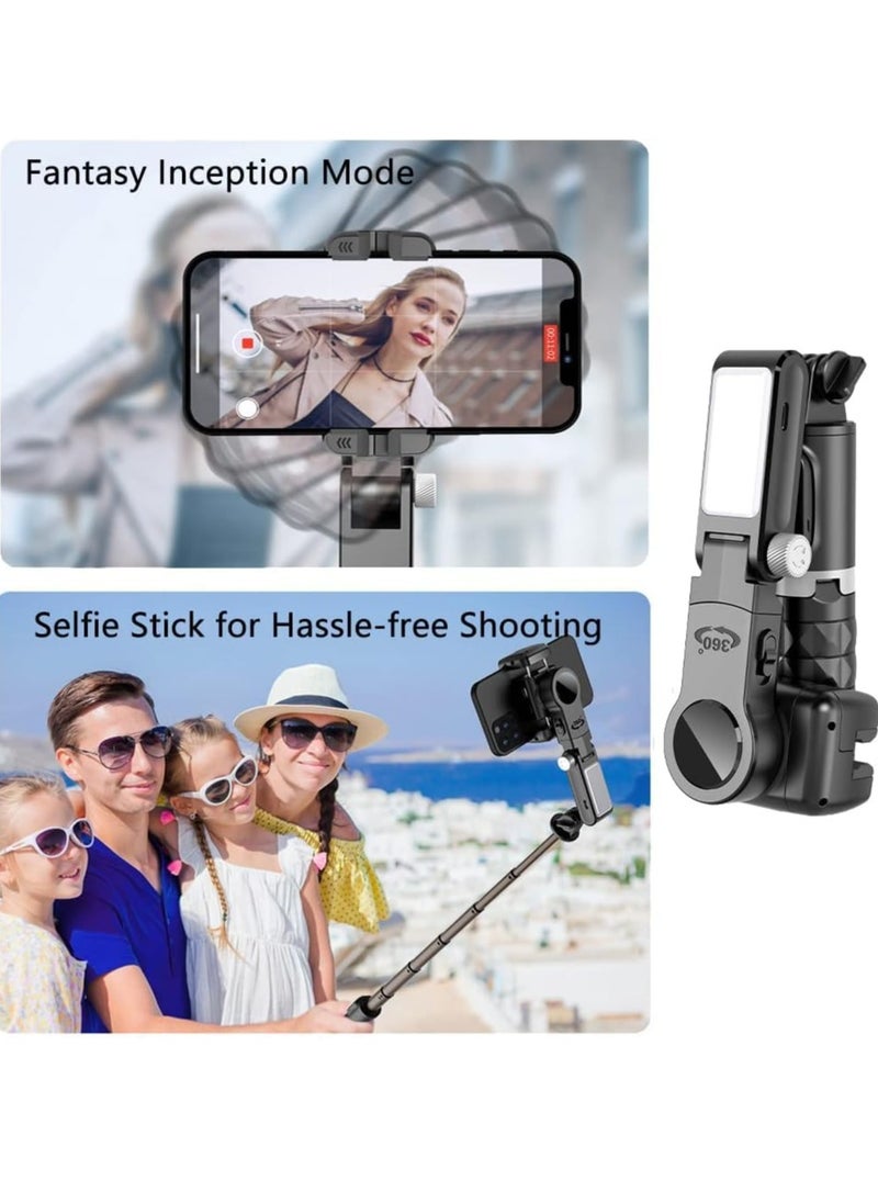 Gimbal Stabilizer for Smartphone with Extendable Selfie Stick and Tripod – 3-Axis Face Tracking, 360° Rotation, 4-in-1 Portable Phone Tripod for iPhone/Android