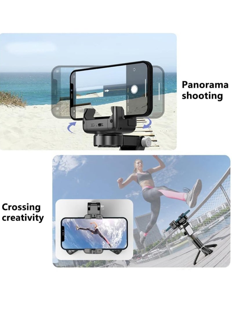 Gimbal Stabilizer for Smartphone with Extendable Selfie Stick and Tripod – 3-Axis Face Tracking, 360° Rotation, 4-in-1 Portable Phone Tripod for iPhone/Android