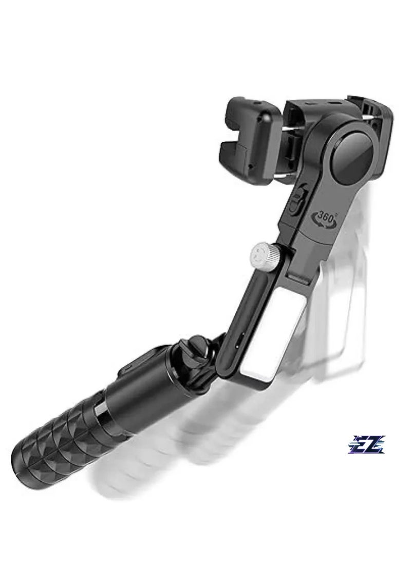 Gimbal Stabilizer Selfie Stick Tripod with Fill Light – 3-Axis Stabilization for iPhone, Cell Phone & Smartphones, Perfect for Vlogs & Live Streams