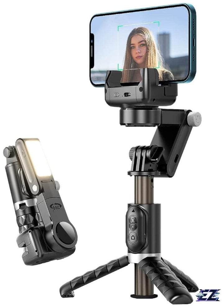 Gimbal Stabilizer for Smartphone with Extendable Selfie Stick and Tripod – 3-Axis Stabilizer with Face Tracking, 360° Rotation, Auto Balance, 4-in-1 Portable Tripod for iPhone/Android