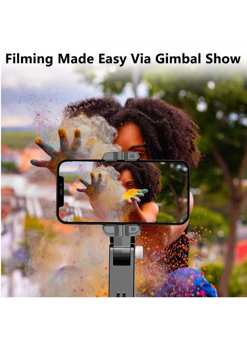 Gimbal Stabilizer for Smartphone with Extendable Selfie Stick and Tripod – 3-Axis Stabilizer with Face Tracking, 360° Rotation, Auto Balance, 4-in-1 Portable Tripod for iPhone/Android