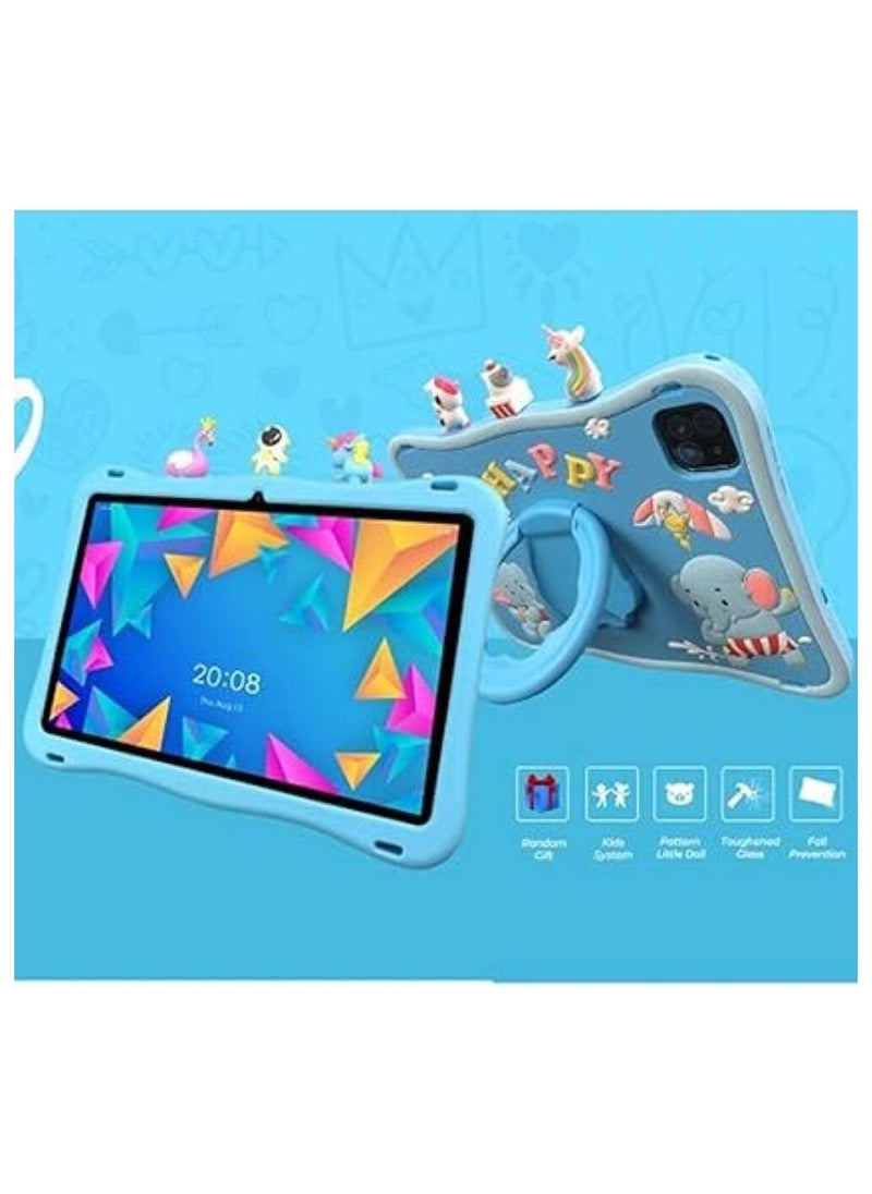 Oteeto TAB 10 Kids Tablet - Blue/10.1 Inch IPS/Octa Core 1.8 GHz Processor/6GB RAM + 128GB ROM/5MP Front + 8 MP Rear Camera/Single SIM 4G Network/8000 mAh/Android 13/Includes Sticker, Little Doll 5 pcs (Blue)