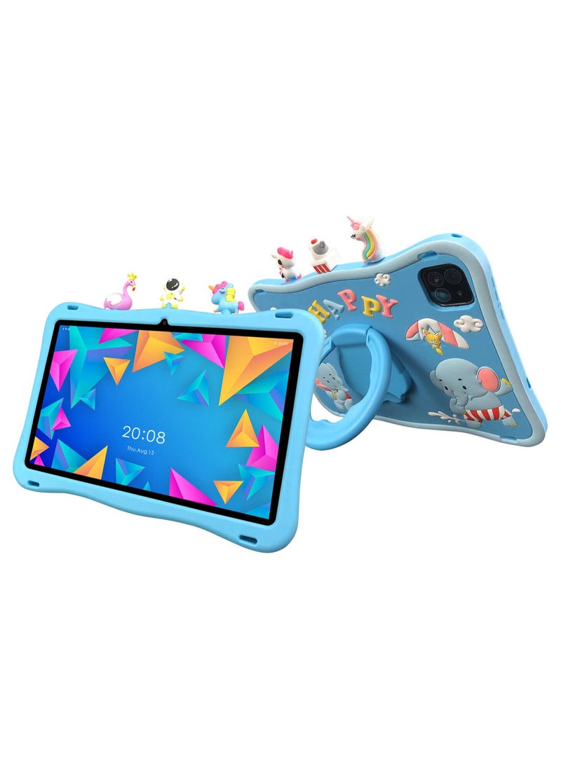 Oteeto TAB 10 Kids Tablet - Blue/10.1 Inch IPS/Octa Core 1.8 GHz Processor/6GB RAM + 128GB ROM/5MP Front + 8 MP Rear Camera/Single SIM 4G Network/8000 mAh/Android 13/Includes Sticker, Little Doll 5 pcs (Blue)