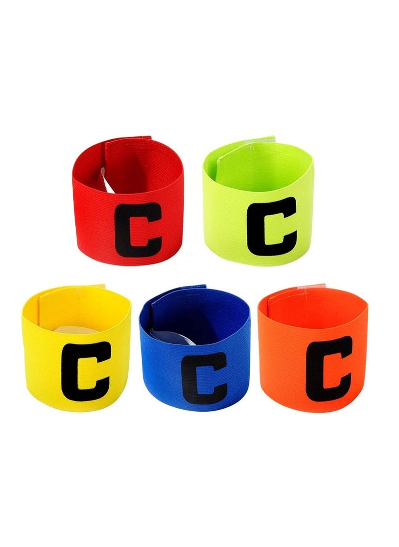 Captain Armband Multicolor Football Captain Armband Sports Hockey Rugby Netball Player Adjustable Bands Captain Armband Retractable Elasticated Armbands for Adult Youth 5 PCS