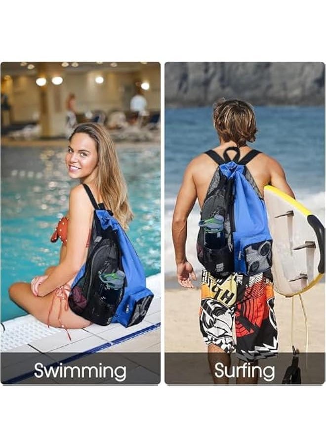 Mesh Swim Bag, Drawstring Backpack with Wet Pocket Beach Backpack for Swimming, for Swimming, Gym, and Workout Gear