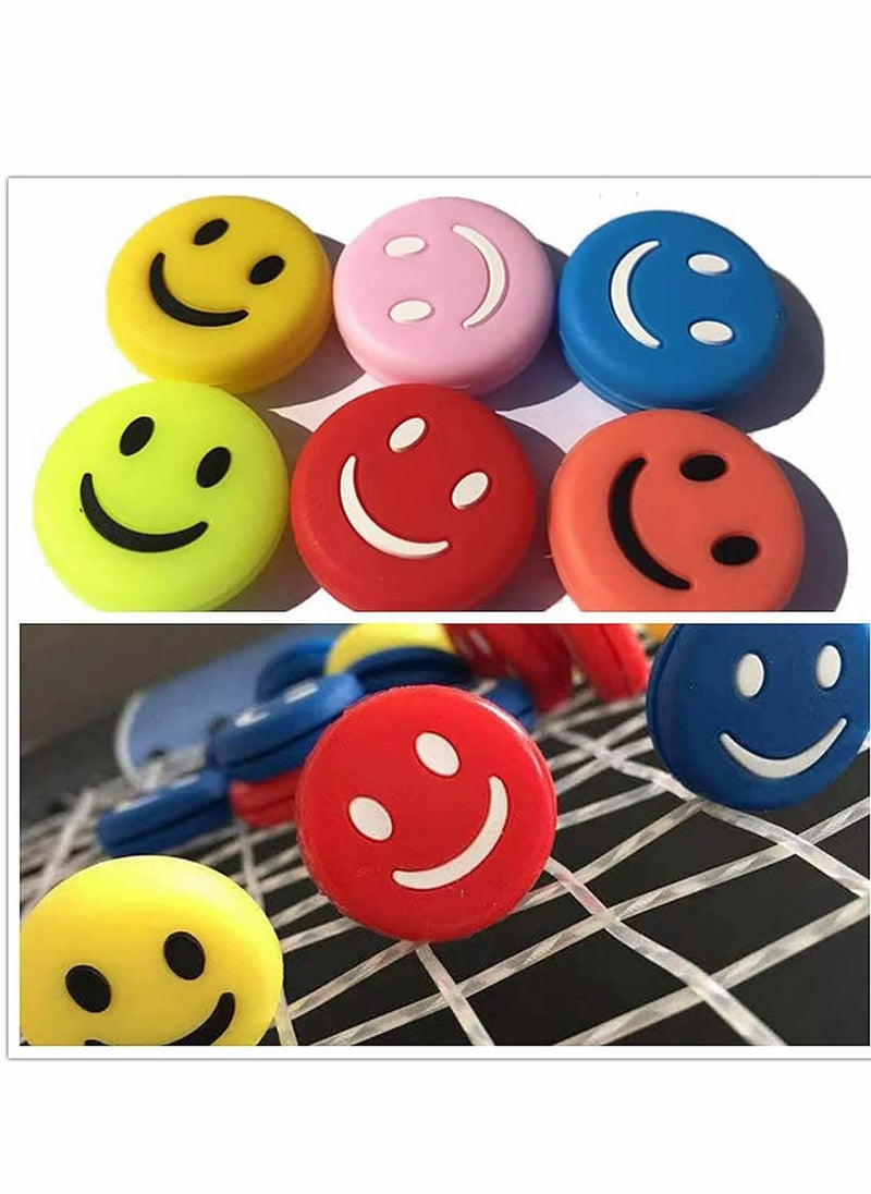 Tennis Vibration Dampeners, 7 Pcs Squash Racket Vibration Dampeners Silicone Racket Smile Face Shock Absorbers Sunflower Tennis Racket Dampene for Tennis Players