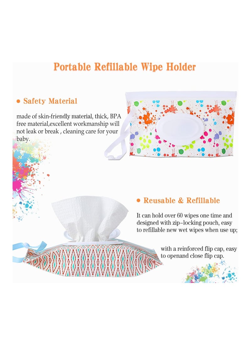 4 Pack Baby Refillable Baby Wet Wipe Dispenser Reusable Wipes Pouch Container Lightweight Portable Travel Wipes Holders