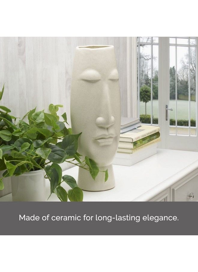 6.5X6.89X19.69 Inch White Ceramic Face Vase