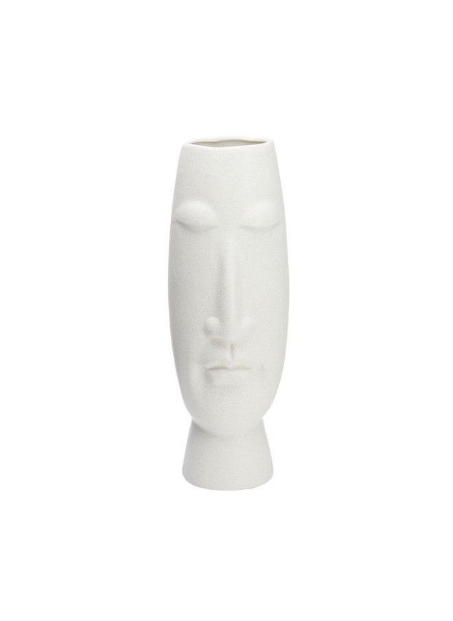 6.5X6.89X19.69 Inch White Ceramic Face Vase