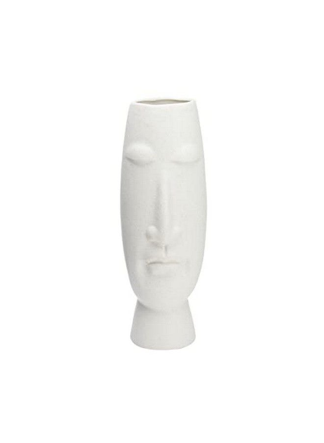 6.5X6.89X19.69 Inch White Ceramic Face Vase