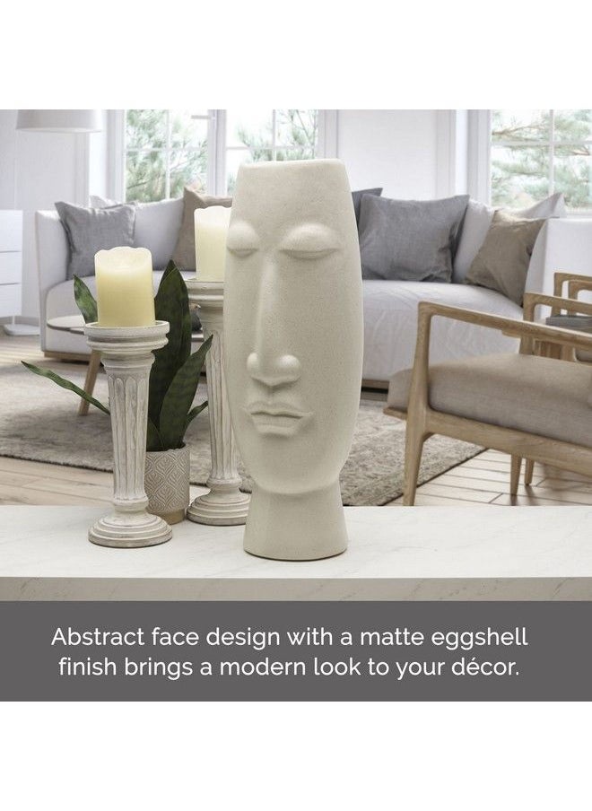 6.5X6.89X19.69 Inch White Ceramic Face Vase