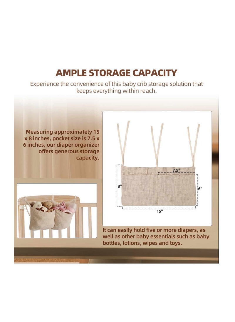 Multi-Functional Diaper Caddy and Organizer for Changing Tables and Cribs Stylish Nursery Storage Solution for Baby Essentials Khaki Color 8x15 Inches