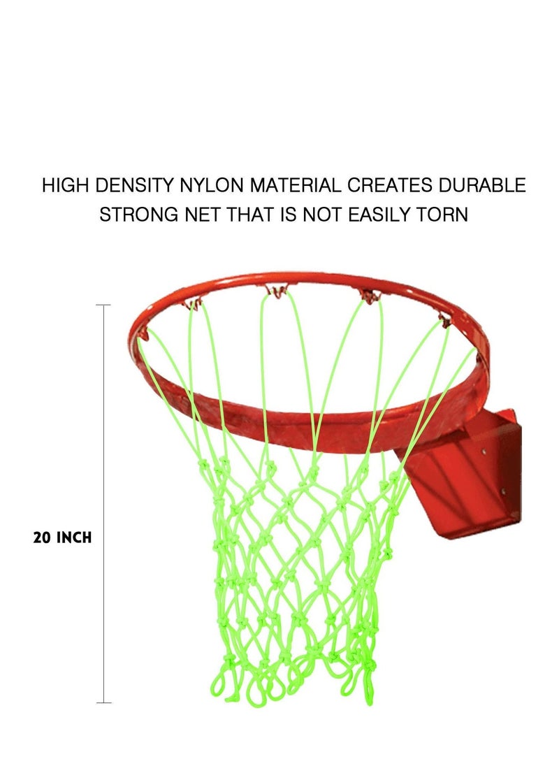 Nightlight Basketball Net Glows in The Dark Outdoors Heavy Duty Basketball Net Replacement  All Weather Anti Whip 12 Loops Standard Size Night Basketball Sports Gift for Pool Sports School