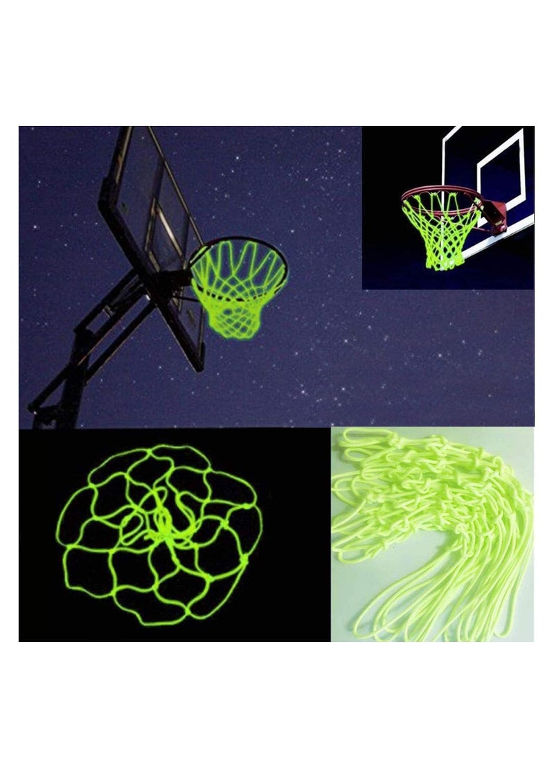 Nightlight Basketball Net Glows in The Dark Outdoors Heavy Duty Basketball Net Replacement  All Weather Anti Whip 12 Loops Standard Size Night Basketball Sports Gift for Pool Sports School