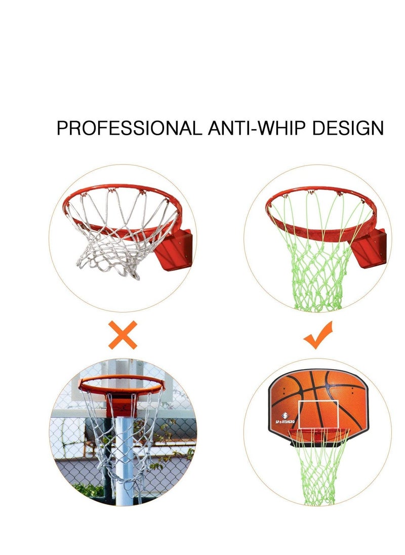 Nightlight Basketball Net Glows in The Dark Outdoors Heavy Duty Basketball Net Replacement  All Weather Anti Whip 12 Loops Standard Size Night Basketball Sports Gift for Pool Sports School