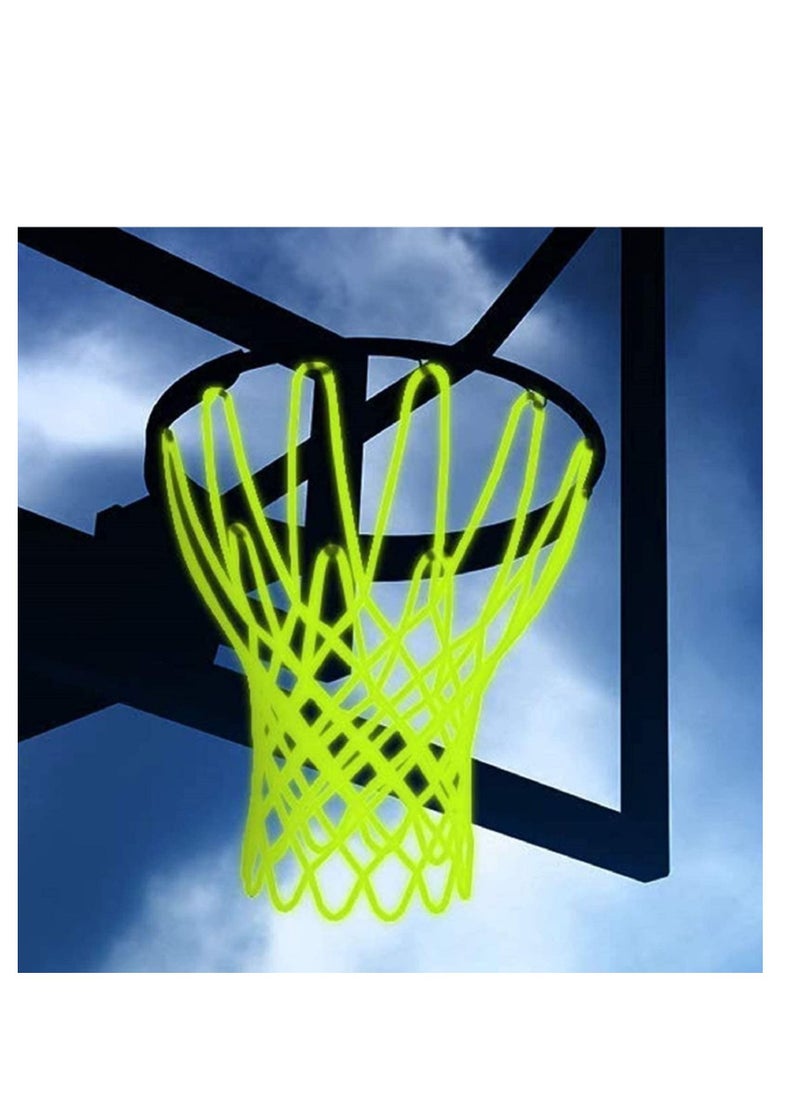 Nightlight Basketball Net Glows in The Dark Outdoors Heavy Duty Basketball Net Replacement  All Weather Anti Whip 12 Loops Standard Size Night Basketball Sports Gift for Pool Sports School