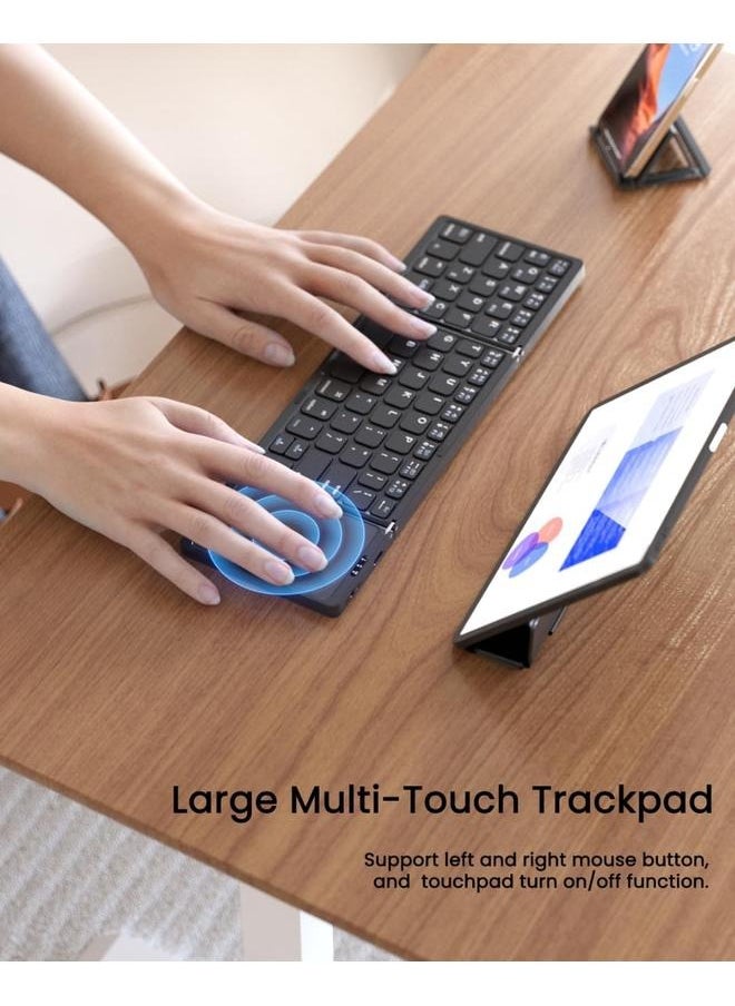 Wireless Foldable Keyboard With Touchpad Dark -black/gery-oldable Bluetooth Keyboard, Folding Portable Wireless Keyboard with touchpad,Travel Pocket Keyboard