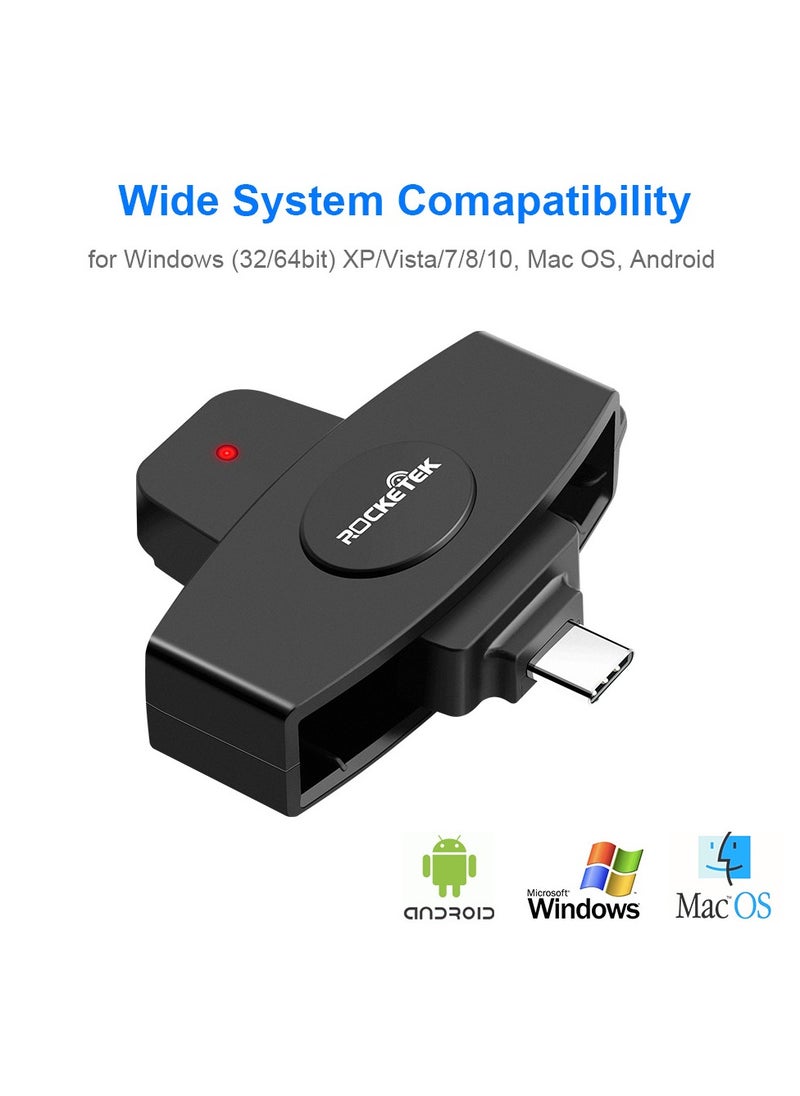 Rocketek CSCR3 Smart CAC Card Reader Type-c Bank Tax Declaration SIM Card/IC Card ID Card Reader(Type-c)