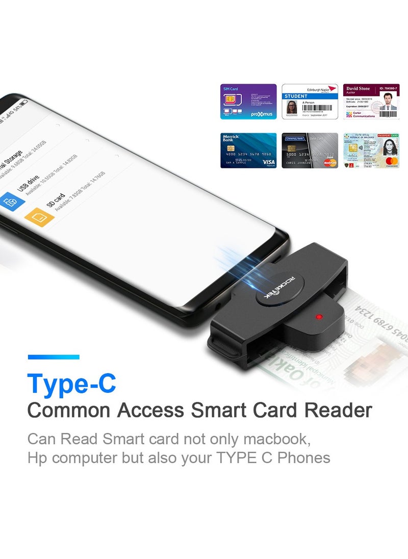 Rocketek CSCR3 Smart CAC Card Reader Type-c Bank Tax Declaration SIM Card/IC Card ID Card Reader(Type-c)