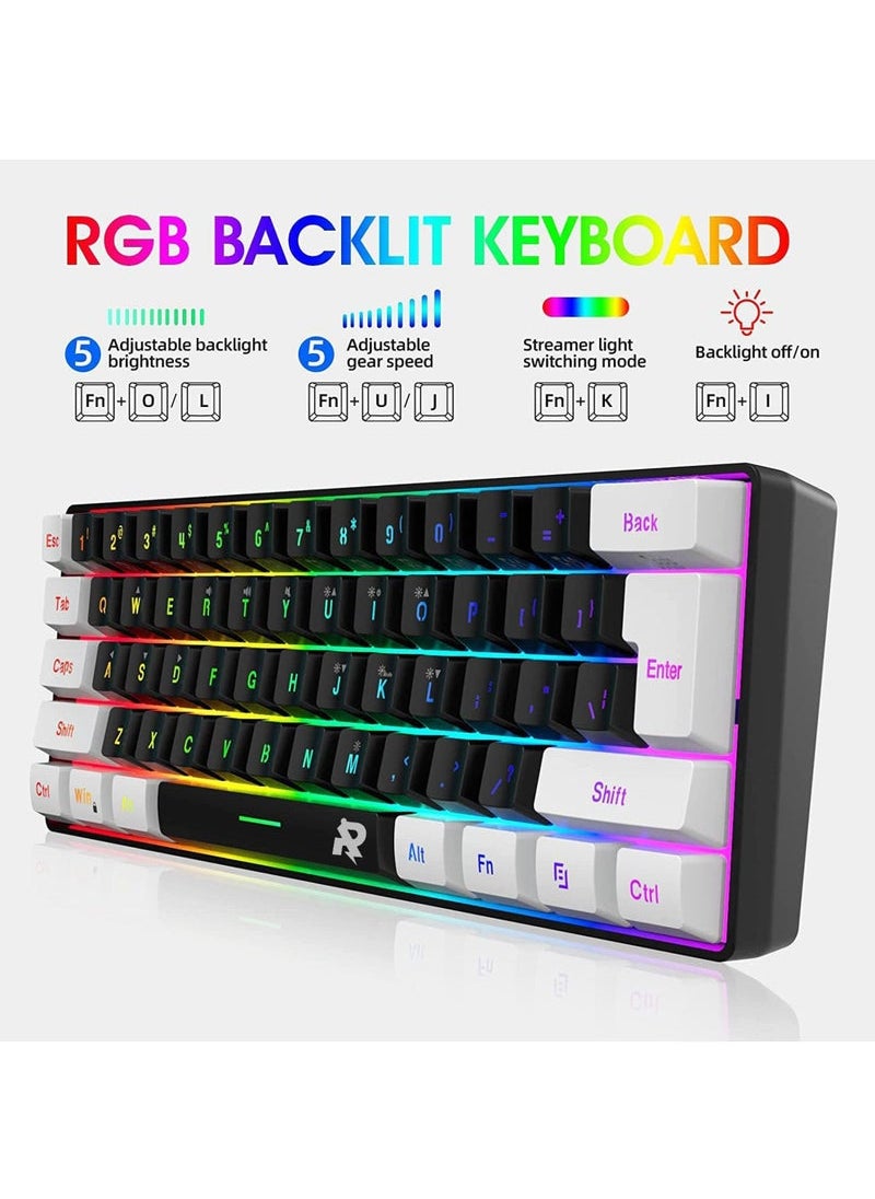 Wired Gaming Keyboard and Mouse Combo Include Mini 60% Merchanical Feel Keyboard Ergonomic Design