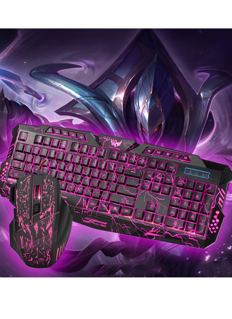 Gaming Keyboard Mouse Combo Anti-ghosting Adjustable DPI Colorful Backlit for Desktop Notebook Laptop PC Computer