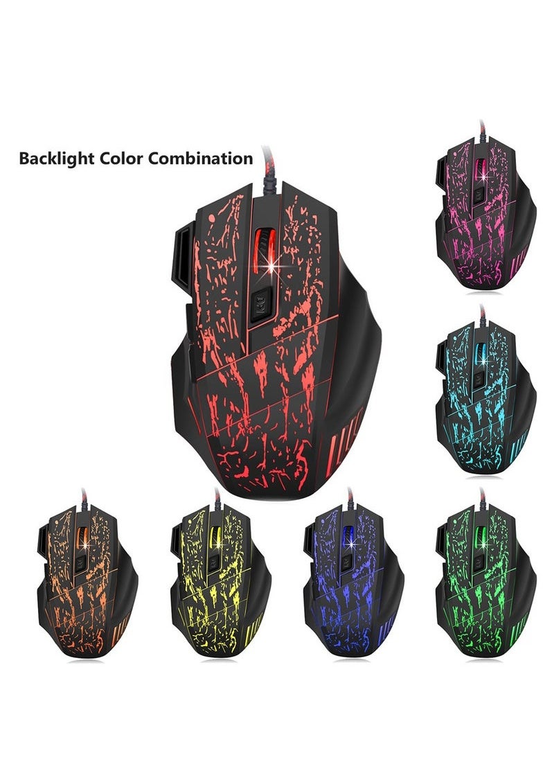 Gaming Keyboard Mouse Combo Anti-ghosting Adjustable DPI Colorful Backlit for Desktop Notebook Laptop PC Computer